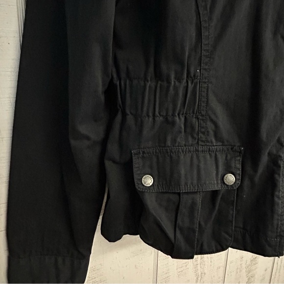 Ashley Womens Utility Jacket Size L Full Zip Cotton Pockets Black Y2k Grunge - Picture 5 of 11